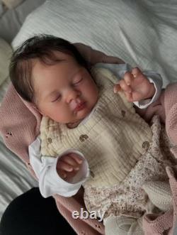 19 Finished Asleep Newborn Baby Reborn Doll Rooted Soft Mohair Painted Toy Gift