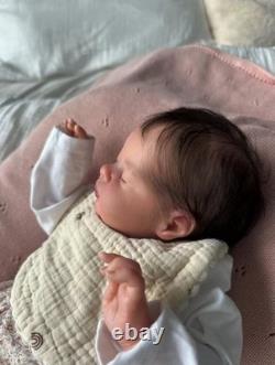 19 Finished Asleep Newborn Baby Reborn Doll Rooted Soft Mohair Painted Toy Gift