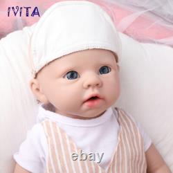 19'' Full Body Silicone Blue Eyes Boy Doll Reborn Baby Lifelike Newborn Doll