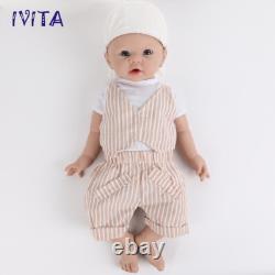 19'' Full Body Silicone Blue Eyes Boy Doll Reborn Baby Lifelike Newborn Doll