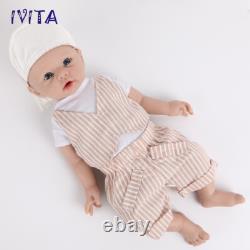 19'' Full Body Silicone Blue Eyes Boy Doll Reborn Baby Lifelike Newborn Doll