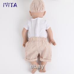 19'' Full Body Silicone Blue Eyes Boy Doll Reborn Baby Lifelike Newborn Doll