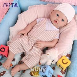 19'' Full Body Silicone Blue Eyes Boy Doll Reborn Baby Lifelike Newborn Doll