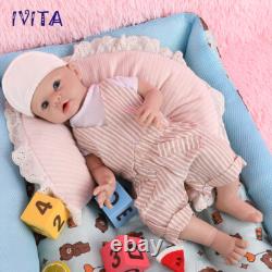 19'' Full Body Silicone Blue Eyes Boy Doll Reborn Baby Lifelike Newborn Doll