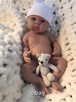 19 Full Body Silicone Reborn Baby Boy 7.5 lbs Chubby Newborn Doll Floppy Bath