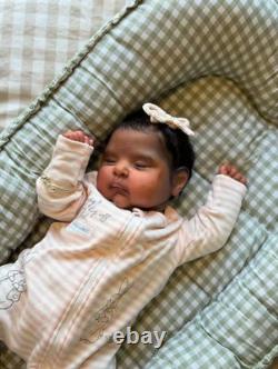 19in Finished Reborn Baby Doll Lifelike Newborn Gender Neutral Rooted Mohair Toy