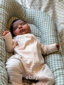 19in Finished Reborn Baby Doll Lifelike Newborn Gender Neutral Rooted Mohair Toy