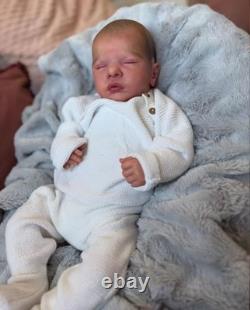 19in Realistic Asleep Reborn Baby Doll Painted Hair Gender Neutral DIY Toy Gifts