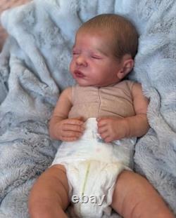 19in Realistic Asleep Reborn Baby Doll Painted Hair Gender Neutral DIY Toy Gifts