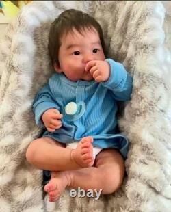 19in Realistic Gender Neutral Newborn Baby Reborn Doll Rooted Hair Kids Toy Gift
