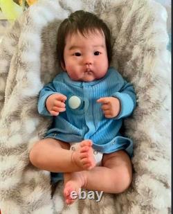 19in Realistic Gender Neutral Newborn Baby Reborn Doll Rooted Hair Kids Toy Gift