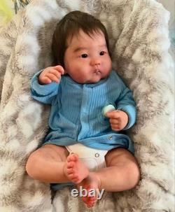 19in Realistic Gender Neutral Newborn Baby Reborn Doll Rooted Hair Kids Toy Gift