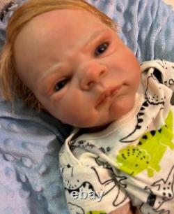 19in Reborn Baby Doll Boy Light Complexion Vinyl Blue Eyes Blonde Pacifier
