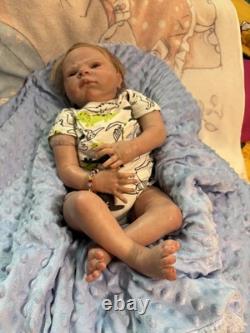 19in Reborn Baby Doll Boy Light Complexion Vinyl Blue Eyes Blonde Pacifier