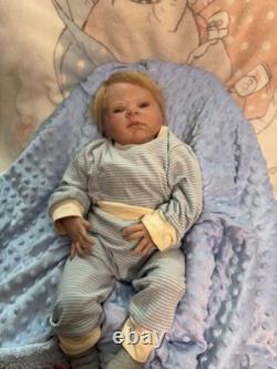 19in Reborn Baby Doll Boy Light Complexion Vinyl Blue Eyes Blonde Pacifier