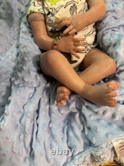 19in Reborn Baby Doll Boy Light Complexion Vinyl Blue Eyes Blonde Pacifier