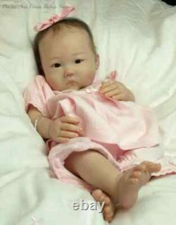 19in Reborn Doll An Ming Lifelike Asian Baby Newborn Rooted Mohair Gift Handmade