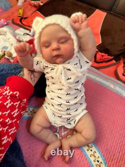 19in Weighted Lifelike Reborn Doll Asleep Newborn Baby Handmade Art Figures Toys