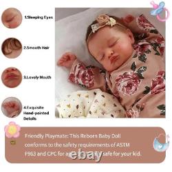 19inch Reborn Rosalie with Hand-Rooted Brown Hair Newborn Sleeping Baby Doll Gir