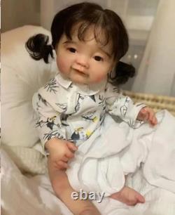 19inch Weighted Reborn Baby Doll Artist Painted Girl Hand-Rooted Hair Xmas Gift