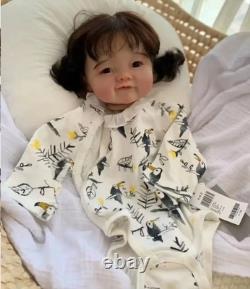 19inch Weighted Reborn Baby Doll Artist Painted Girl Hand-Rooted Hair Xmas Gift