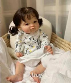 19inch Weighted Reborn Baby Doll Artist Painted Girl Hand-Rooted Hair Xmas Gift