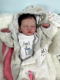 19inch Weighted Reborn Baby Dolls Realistic Hand Rooted Mohair Newborn Boy Gift