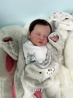 19inch Weighted Reborn Baby Dolls Realistic Hand Rooted Mohair Newborn Boy Gift