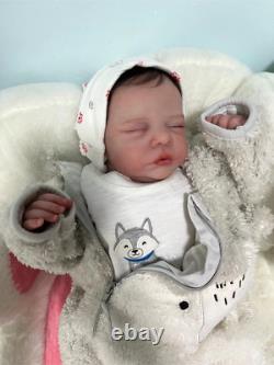 19inch Weighted Reborn Baby Dolls Realistic Hand Rooted Mohair Newborn Boy Gift
