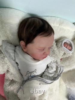19inch Weighted Reborn Baby Dolls Realistic Hand Rooted Mohair Newborn Boy Gift