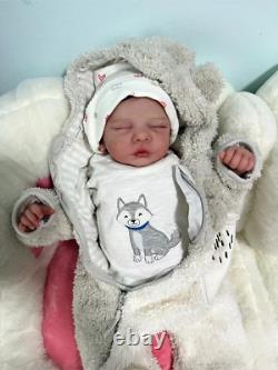 19inch Weighted Reborn Baby Dolls Realistic Hand Rooted Mohair Newborn Boy Gift