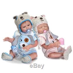 1Pair (Boy+Girl) 20 Twins Reborn Doll Full Body Silicone Great Gifts for Kids