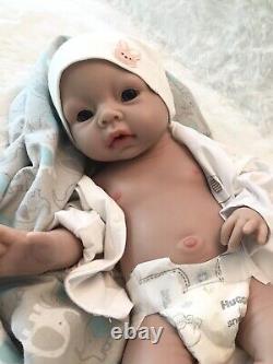 20 Full Body Silicone Reborn Baby Boy 6.8 lbs Newborn Doll Soft Blue Eyes Gift