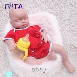 20'' IVITA Eyes Closed Silicone Reborn Doll Handmade Baby Girl Mouth Open