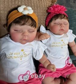 20 Reborn Baby Twins Soft Body Vinyl Rooted Hair Realistic Set