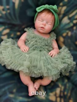 20in Open Mouth Full Body Soft Solid Silicone Baby Girl Dolls Hand-rooted Mohair