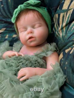 20in Open Mouth Full Body Soft Solid Silicone Baby Girl Dolls Hand-rooted Mohair