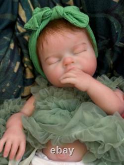 20in Open Mouth Full Body Soft Solid Silicone Baby Girl Dolls Hand-rooted Mohair