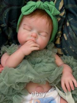 20in Open Mouth Full Body Soft Solid Silicone Baby Girl Dolls Hand-rooted Mohair