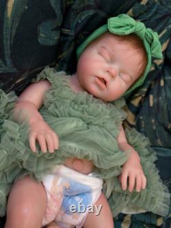 20in Open Mouth Full Body Soft Solid Silicone Baby Girl Dolls Hand-rooted Mohair