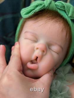 20in Open Mouth Full Body Soft Solid Silicone Baby Girl Dolls Hand-rooted Mohair