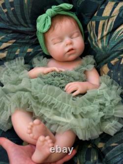 20in Open Mouth Full Body Soft Solid Silicone Baby Girl Dolls Hand-rooted Mohair