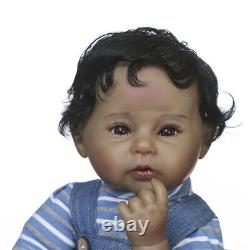 22'' Biracial Reborn Twins Boy&Girl Black Reborn Baby Dolls Soft Silicone Vinyl