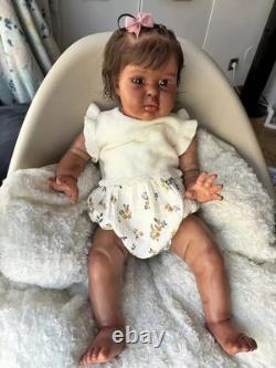 22 Dark Skin Girl Reborn Baby Doll Rooted Hair African Toddler Weighted DIY Toy