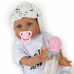 22 Lifelike Baby Girl Vinyl Silicone Reborn Doll Black Skin Newborn Baby Dolls