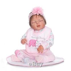 22''Lifelike Handmade Full Silicone Reborn Baby Doll Vinyl Sleeping Newborn Girl