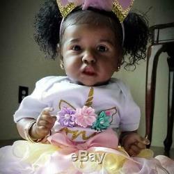 22'' Realistic Black Reborn Saskia Baby Toddler Doll Girl Linda Toy