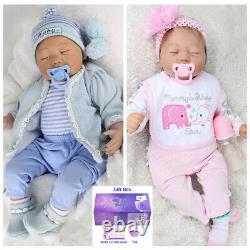 22 Realistic Reborn Baby Dolls Twins Lifelike Vinyl Silicone Newborn Girl+Boy