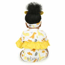 22'' Reborn Baby Doll Handmade Silicone Vinyl Newborn Babies Dolls African Doll