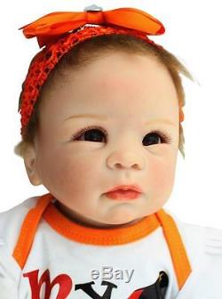 22Handmade Realistic Reborn Baby Newborn Lifelike Soft Vinyl silicone Girl Doll